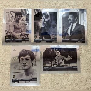All 5 Bruce Lee Dragon 2024 Silver Chrome Refractor MMA Movie Cards BV $50